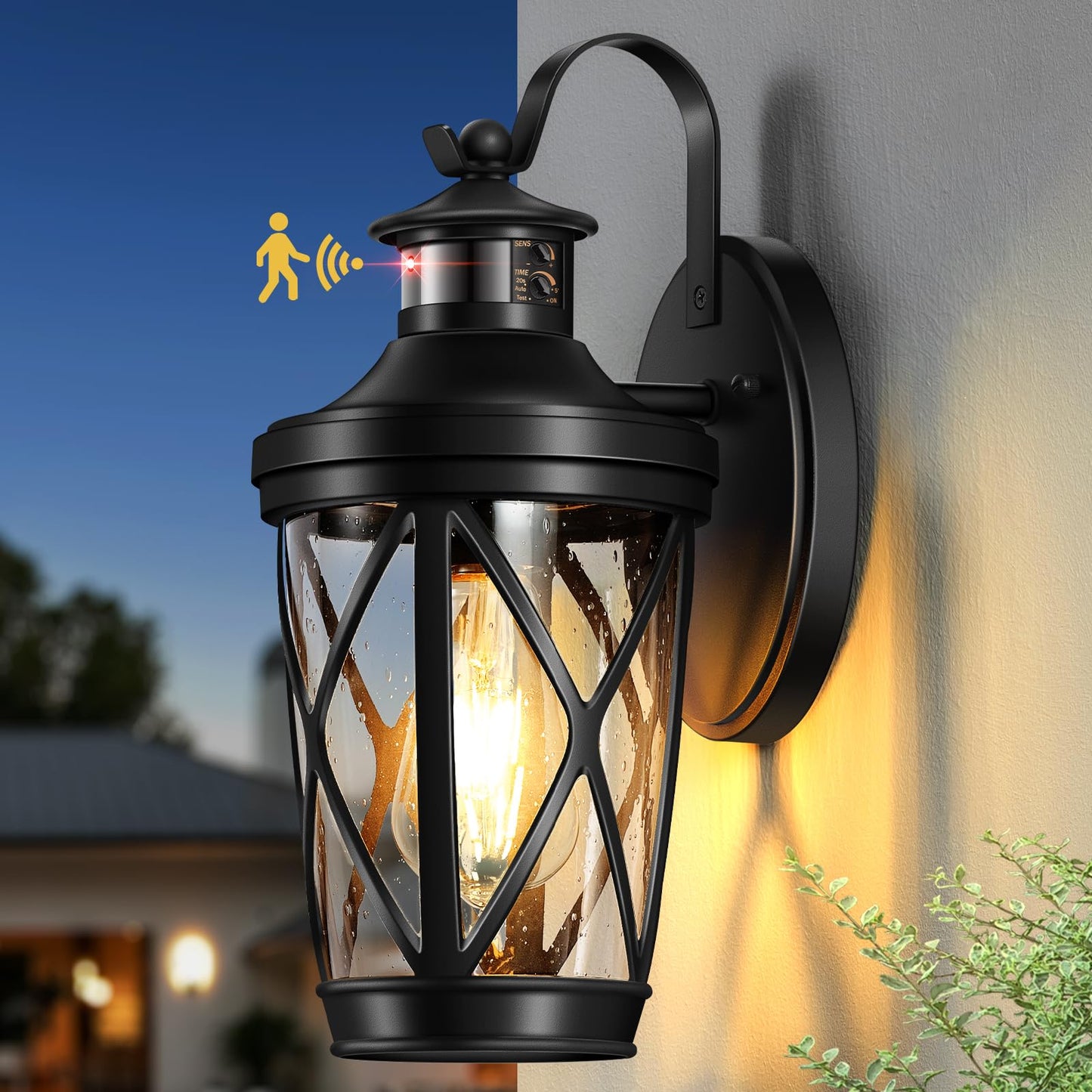 Vianis Motion Sensor Outdoor Lights  Modern Patio Lights Outdoor Waterproof  Black Exterior Lighting Fixtures Lanterns For House  100% Aluminum Outside Wall Mount Light Sconce For Garage  Porch  Coach