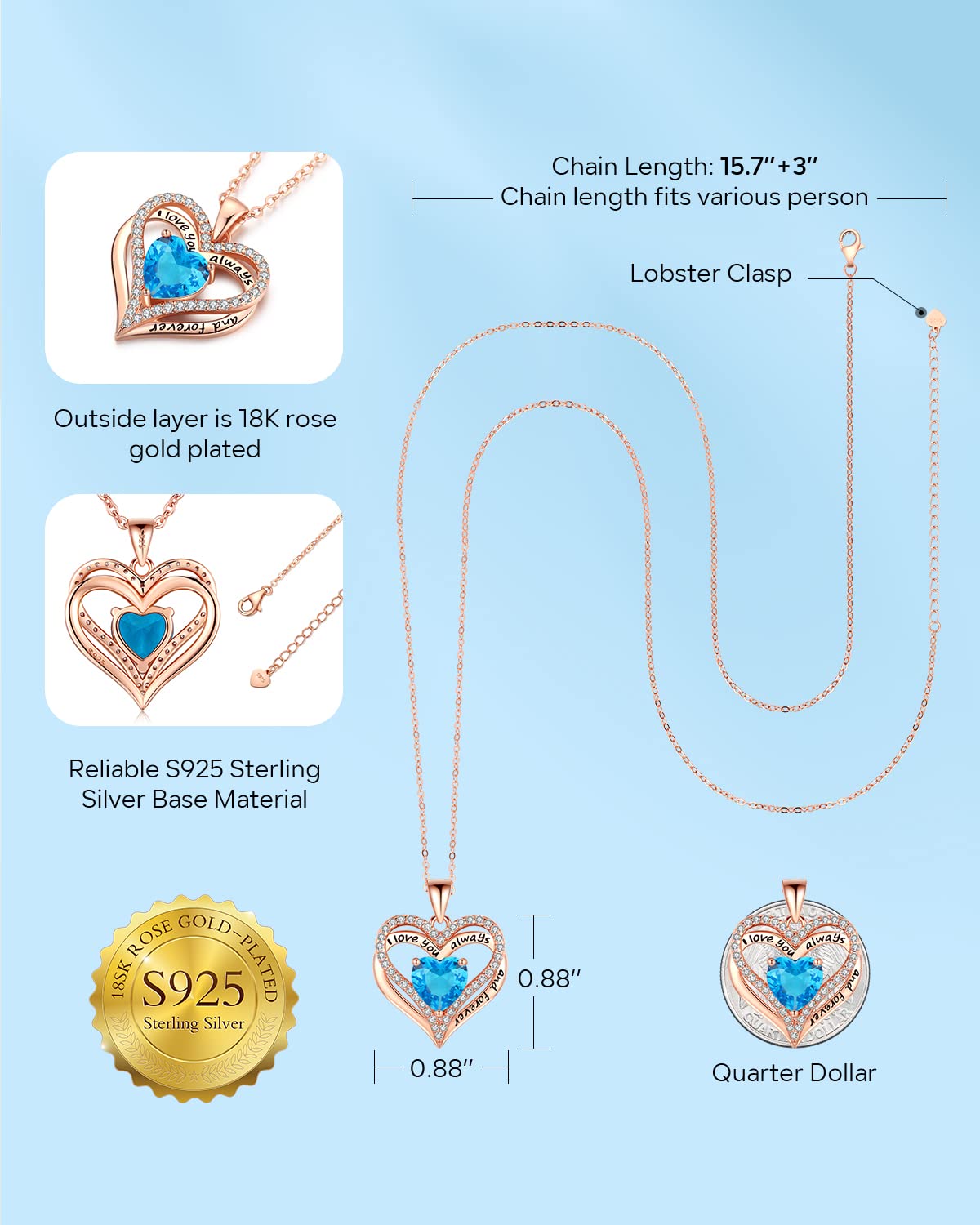 S925 Sterling Silver Necklace for Women, Jewelry for Wife, Birthday Gifts, Anniversary Necklaces, Daughter Heart Love Jewel, Gif