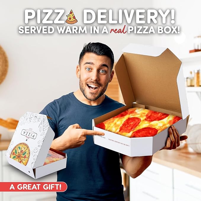 Zulay Giant Double Sided Pepperoni Pizza with Gift Gift Packaging - Novelty Blanket for Adults & Kids - Soft Flannel Round Pepperoni Blanket for Indoors, Outdoors, Travel, Home, 285 GSM - 60 Inches