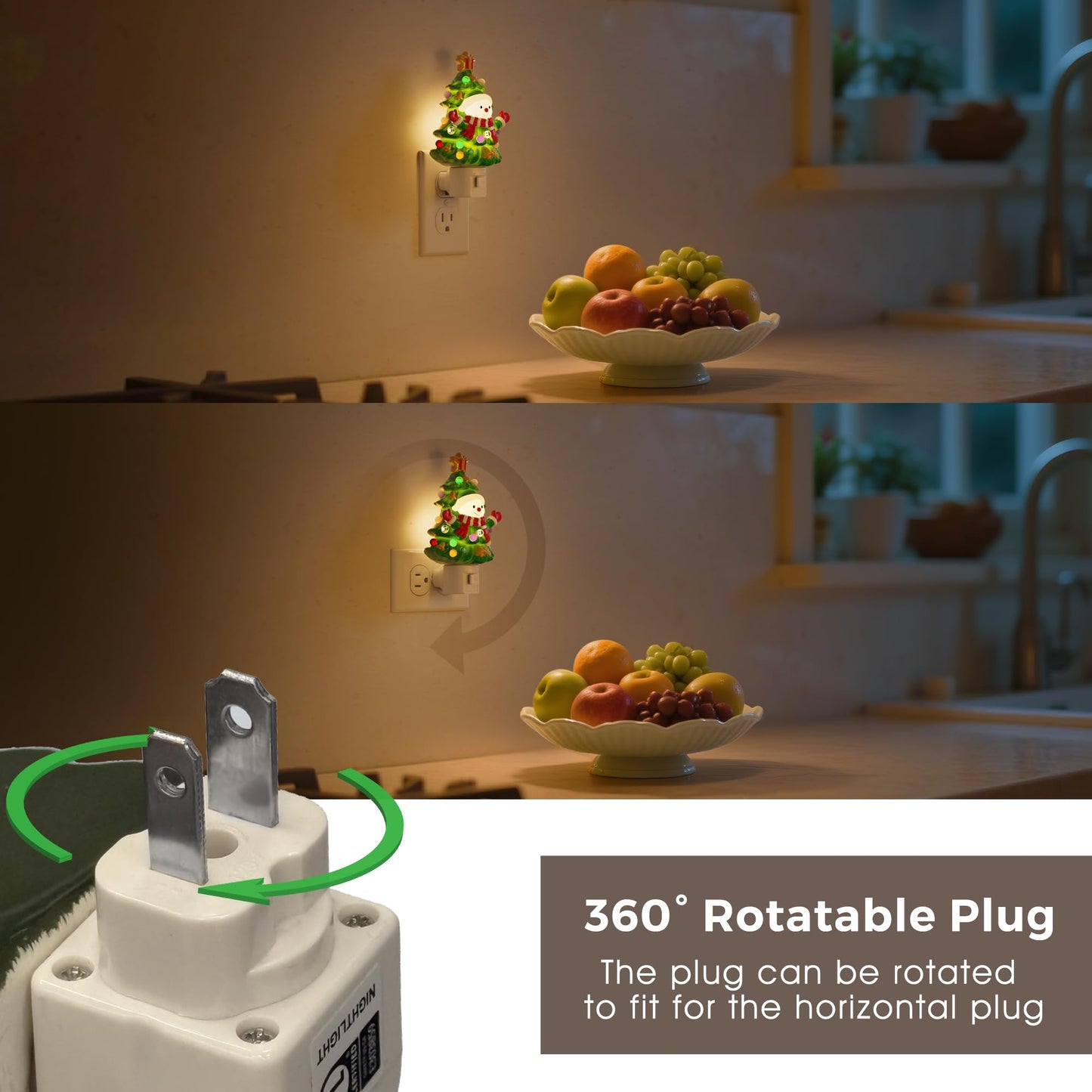 L Lohas Led Christmas Tree & Snowman Night Light  3000K Warm White Plug-In Night Light  Cute Resin Holiday Decor With 360?Rotatable Plug For Kids Room  Party & Home  1 Pack