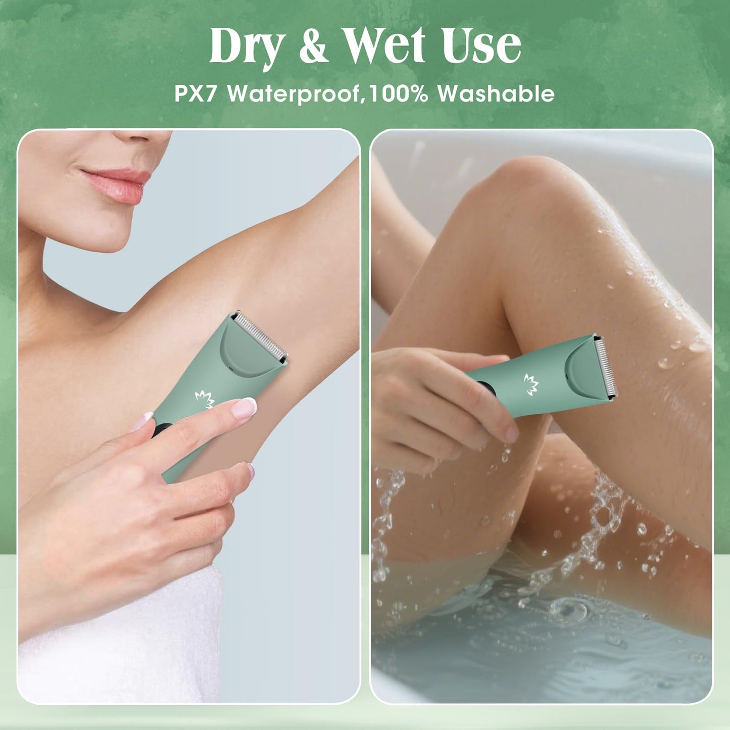 Zesuti Electric Bikini Trimmer for Women,Electric Razors for Women,Cordless Pubic Hair Trimmer,IPX7 Waterproof & LED Display Men