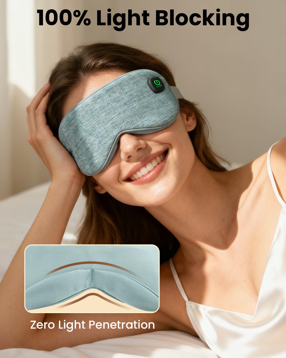 Heated Eye Mask - Cordless Eye Mask for Dry Eyes, Eye Relief, Improved Sleep, 4 Temperature, Washable Eye Heating Pad for Travel and with Replaceable Shell, Gifts for Women