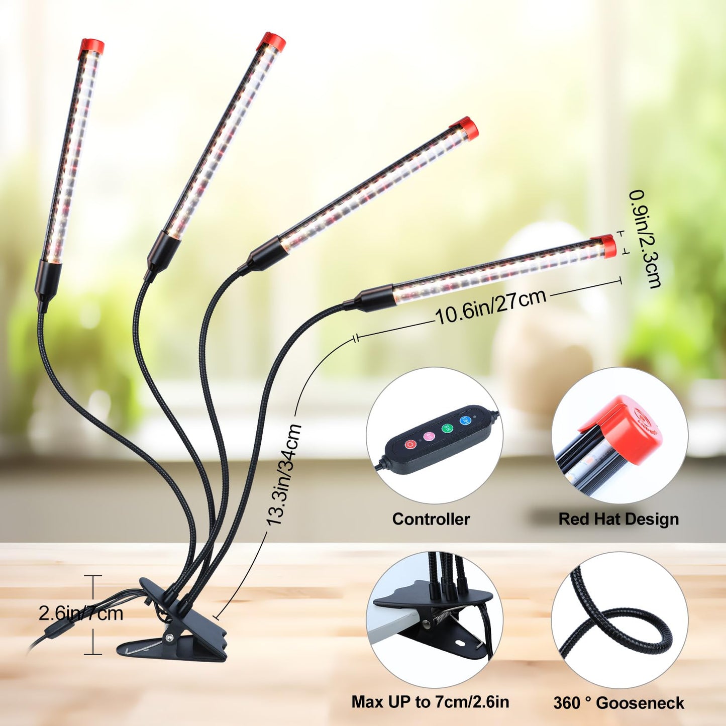 Gamechanger! 36W  Not 15W  4Head Strong Clip Grow Lights For Indoor Plants With Timer  Best Gift For Plants Lover  Led Plant Growing Lamp For Houseplants  Bonsai  Seed Starting  Seedlings  Veg  Flower