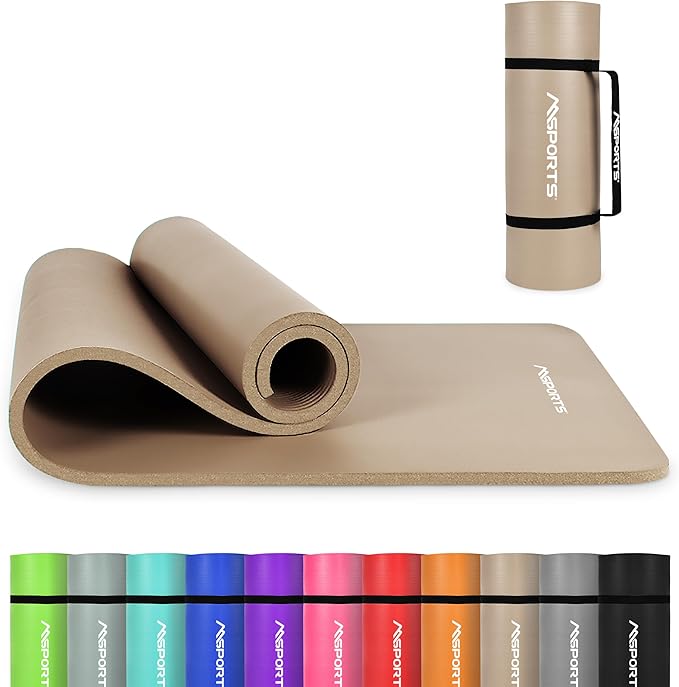 MSPORTS Yoga Mat Premium Non Slip Thick – Extra Comfortable Exercise Mat for Home Workouts, Pilates, Stretching & Gym – Cu...