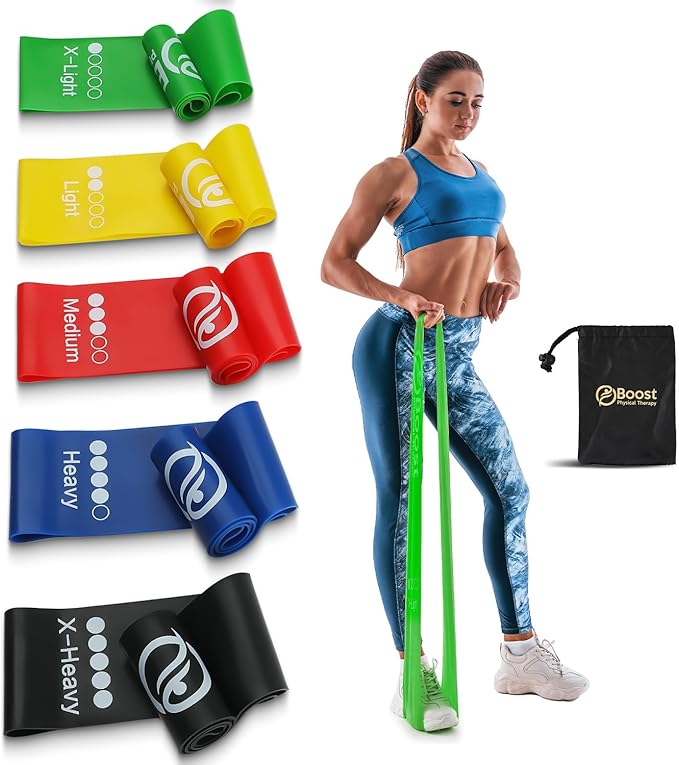 BOOSTFIT Resistance Bands for Working Out, Exercice Bands Set with 5 Different Levels for Physical Therapy, Elastic Bands ...