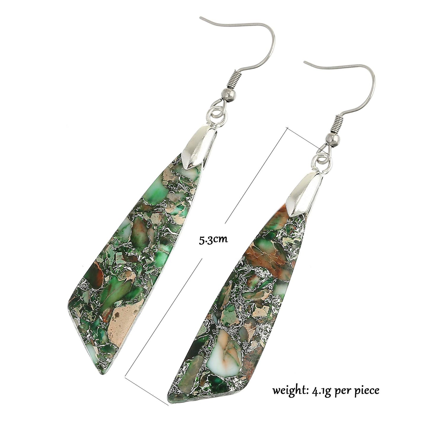 Boho Natural Imperial Jasper Stone Charm Dangle Earrings for Women