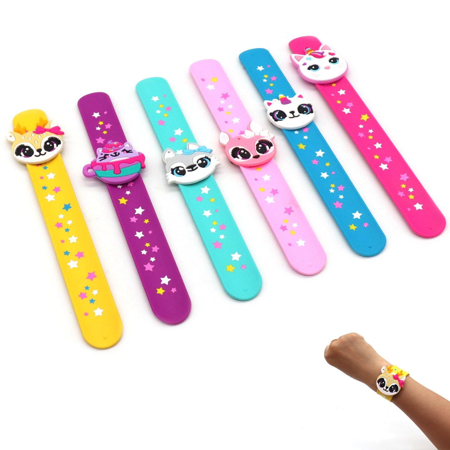 LOCHSOEL Cat Slap Bracelets for party- Silicone Wristbands Adjustable Party Favors, Classroom Prizes, Carnival Games - Birthday