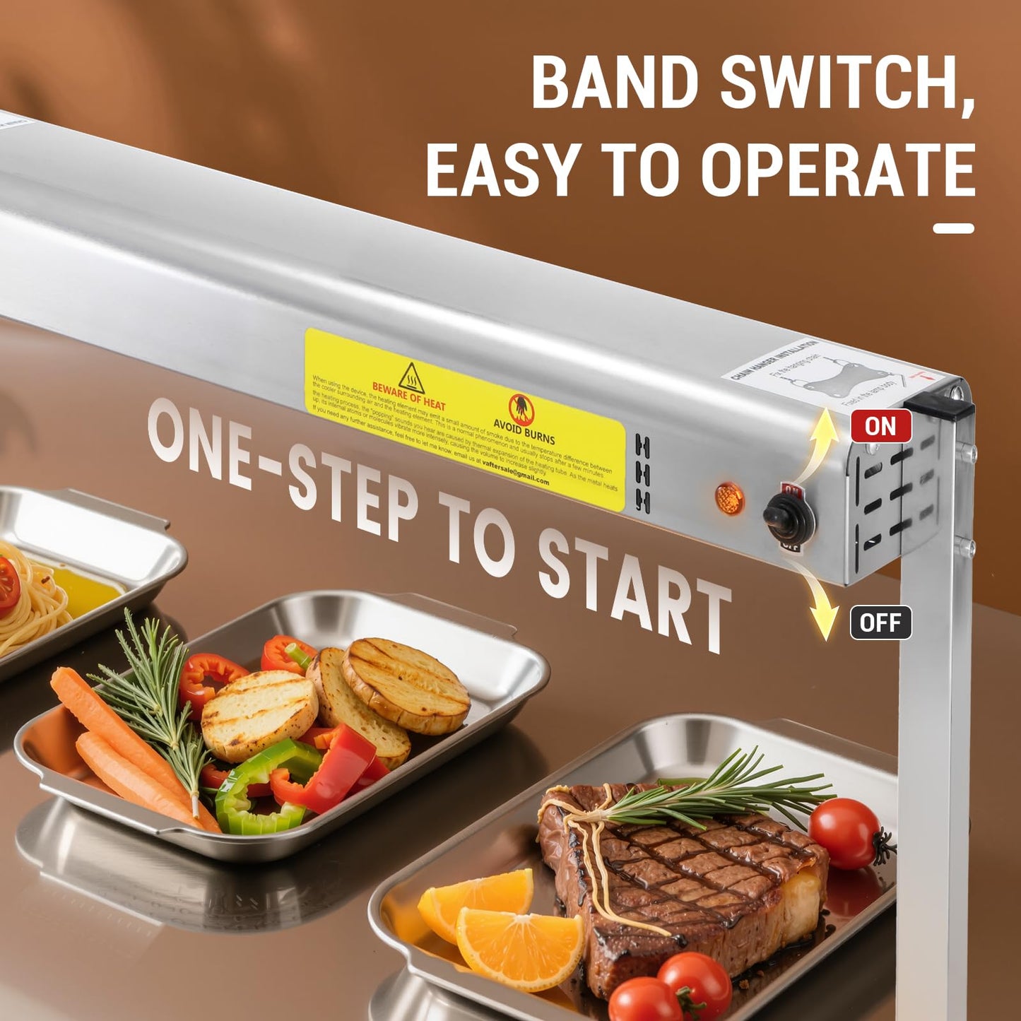Hiteemer 60-Inch Food Heat Lamp, 1450W Commercial Food Warmer Electric Strip Heater Overhead Stainless Steel Catering Heating Lamp for Buffet Restaurant Parties Kitchen, Silver 115V