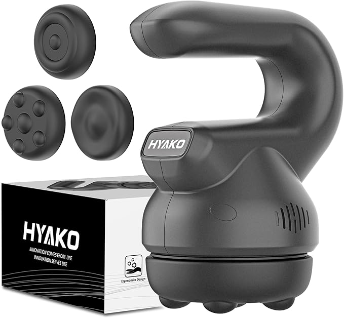 HYAKO Handheld Professional Mini Orbital Buffer Relief Massager, Adjustable Multi-Speed Vibration Deep Tissue Body Chiropr...