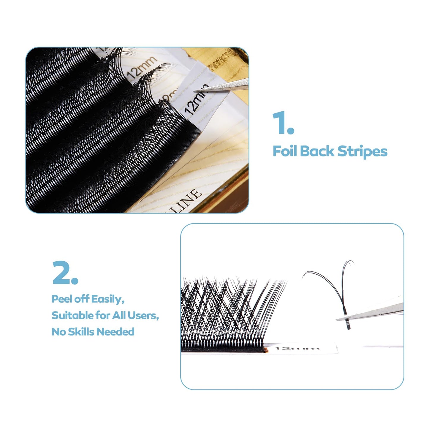 DeceMars Two Tip YY Eyelash Extensions Supplies D Curl 0.07mm Thickness 12mm Soft Lash Trays Premade 4D Easy Fan Y Shaped Volume