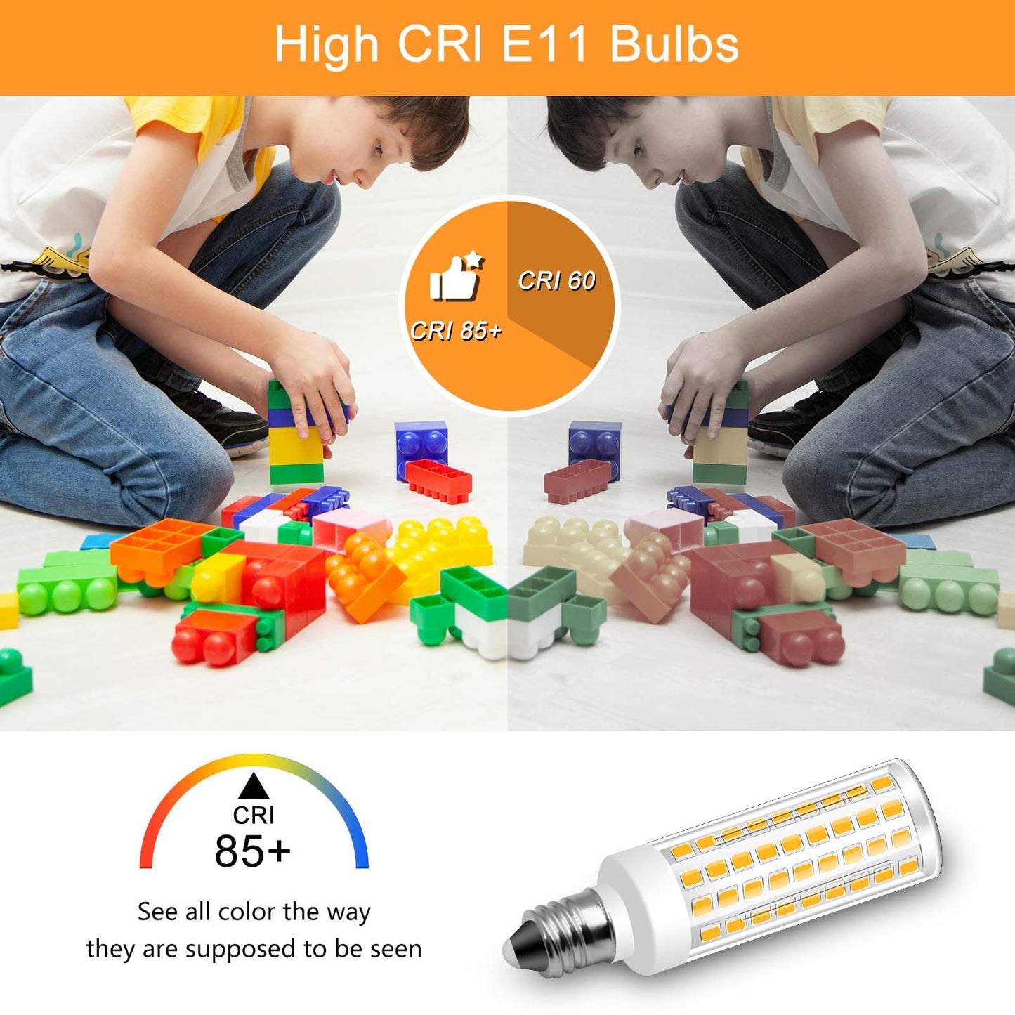 Megereet Jde11 120V 50W Halogen Candelabra Bulb Equivalent E11 Led Bulbs Dimmable 5W 550Lm No-Flicker T3 T4 Mini Base 3000K Warm White E11 Bulb For Ceiling Fan  Cabinet Lighting 2Pcs