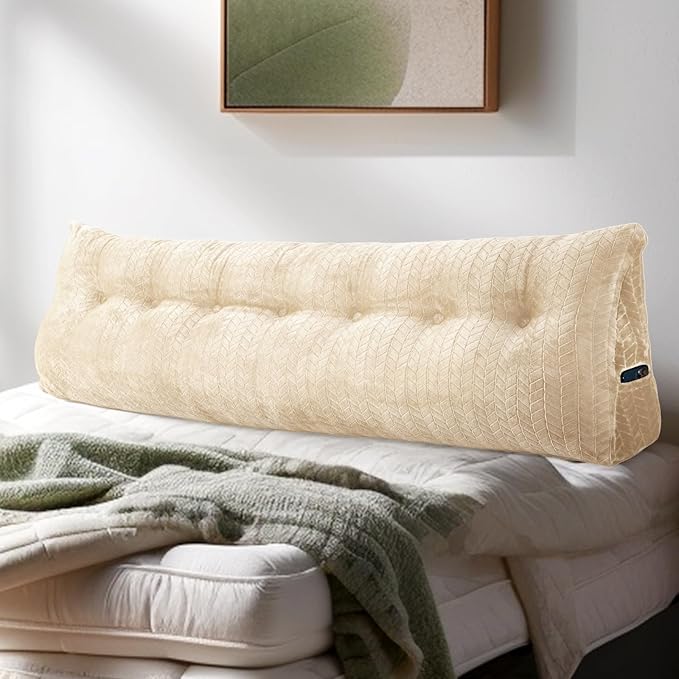 Triangular Wedge Headboard Pillow Large Bolster Bed Rest Reading Pillow Backrest Positioning Support Bolster Cushion with Removable Cover