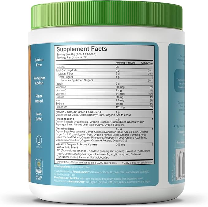 Amazing Grass Greens Blend Detox & Digest & Greens Blend Alkalize & Detox