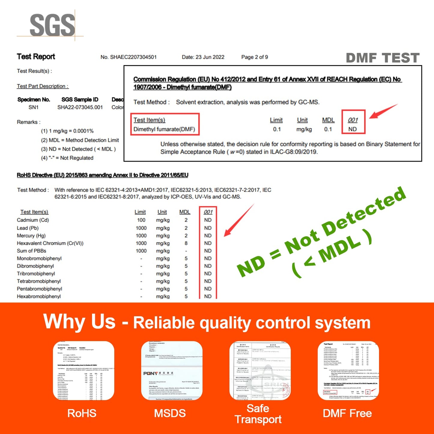 2LB Fonday Premium Moisture Indicating Silica Gel Desiccant Orange to Green Rechargeable Industry Standard Bead Size 3 to 5mm