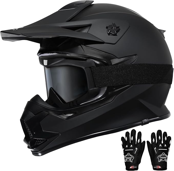 TRIANGLE Adult Dirt Bike Helmet Full Face Motorcycle Helmets with Adjustable Goggles & Gloves - DOT/FMVSS-218 Certified Mo...