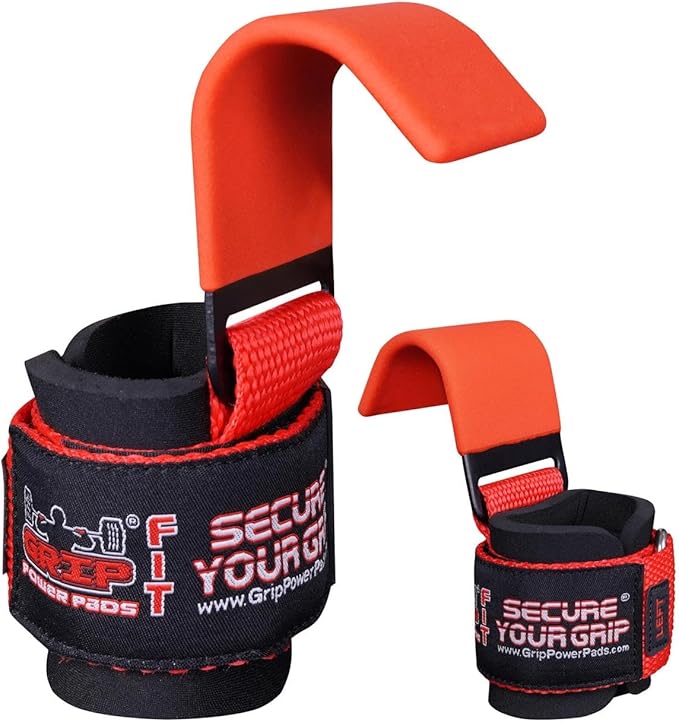 Weight Lifting Rod Hooks Heavy Duty Wrist Wraps Power Weight Lifting Training Gym Grips Straps Set of 2