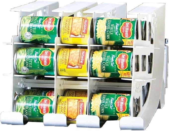 FIFO Can Tracker 3-Pack - 3-Tier Rotating Food Can Organizer for Pantry, Expandable Soda Can Storage for Kitchen, Holds 54 Cans of Food or Soda