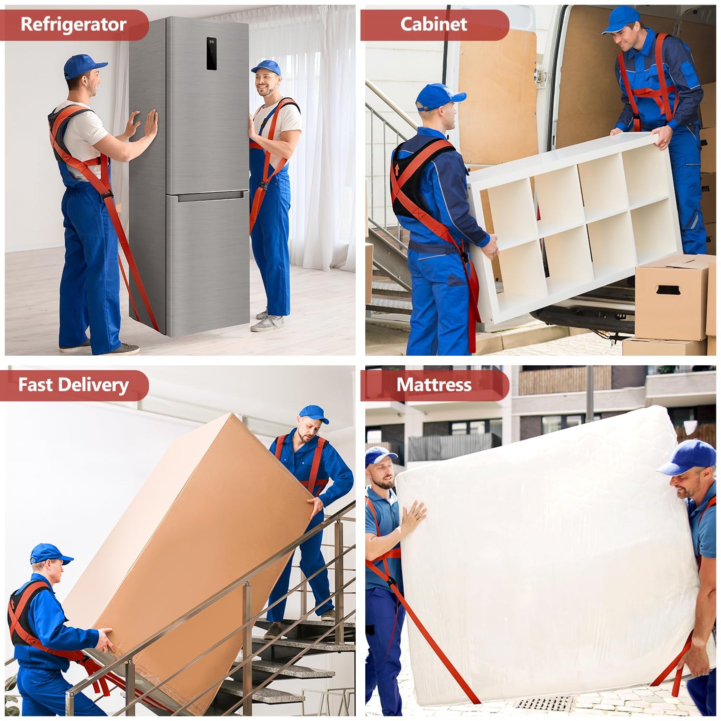 KEDSUM Moving Straps - Lifting Straps Moving for Furniture, 2-Person Lifting & Moving System, Hold Up to 800LBS for Appliances Mattresses Heavy Things, Safely and Easily Like a Pro(with Back Support)
