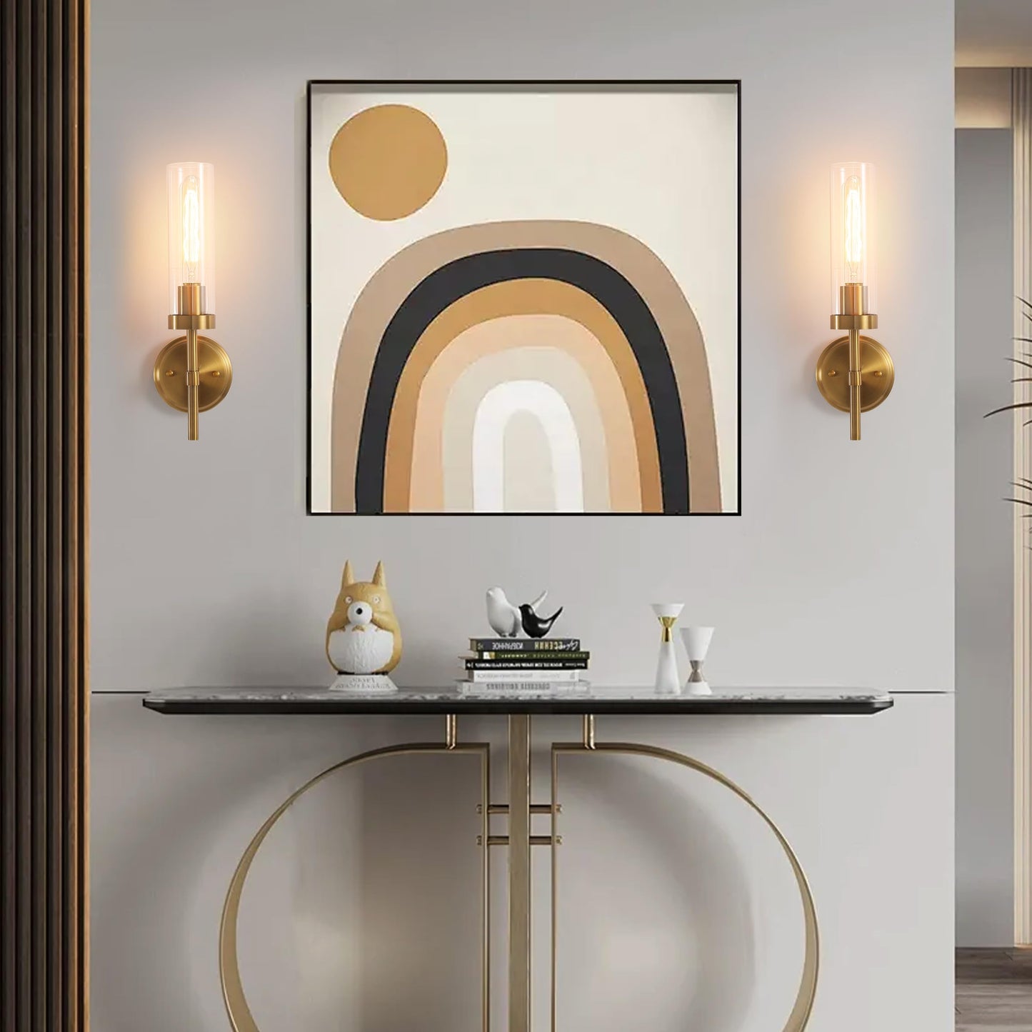 Wall Sconces Set Of Two Brass Gold Bathroom Sconces Wall Lighting With Clear Glass  Modern Sconces Wall Decor Set Of 2 Wall Light Fixtures For Bathroom Mirror Living Room Hallway Bedroom Wall Lamp