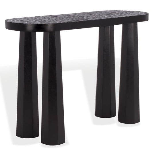 SAFAVIEH Couture Collection - Petraclara Black Solid Wood Console Table, Sculptural Oval Design, Modern Accent (SFV5791A)