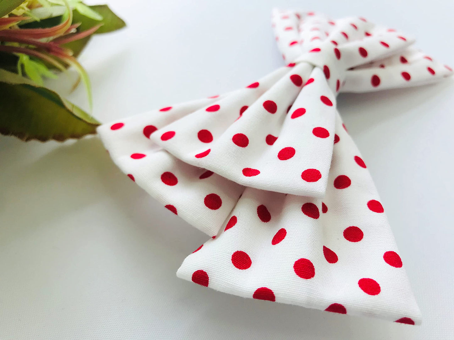 MeeTHan Pink Polka Dot Bows Mice Mouse Hair Clips Ears Elastic Bands Costume Accessories: M12 (Jumbo-White)