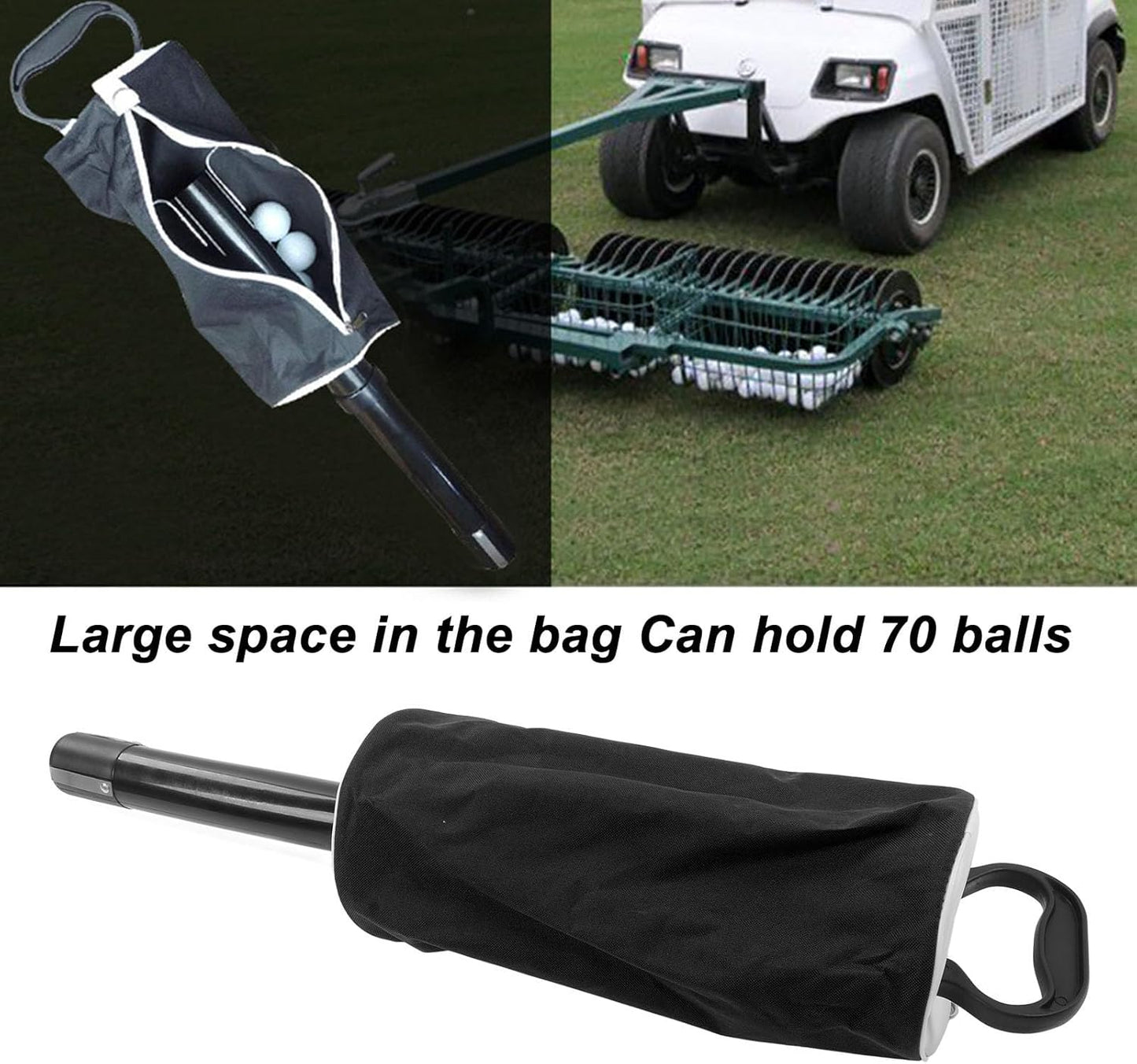 Golf Ball Retriever, Golf Ball Picker Upper with Shag Bag and Detachable Plastic Tube, Golf Ball Grabber Hold up to 80 Balls