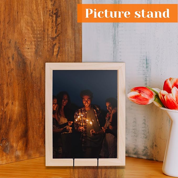 4 Pack 8 Inch Plate Display Stand Black Metal Plate Holder Display Stands Frame Holders Stand for Displaying Picture, Decorative Platter, Book, Plaque, Photo, Small Easel, Tabletop Art