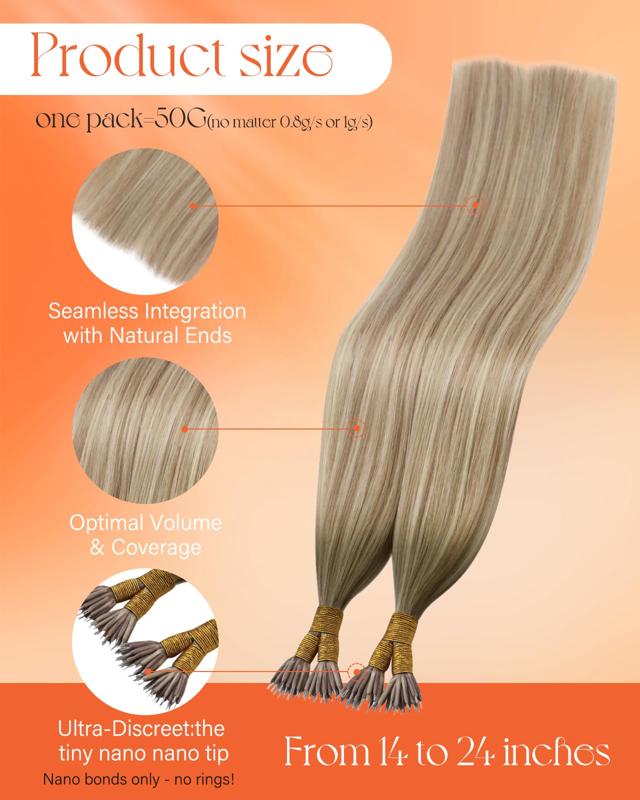 Sunny Hair Blonde Nano Bead Hair Extensions Ombre Blonde Nano Hair Extensions Real Human Hair Ash Blonde Ombre Platinum Blonde B