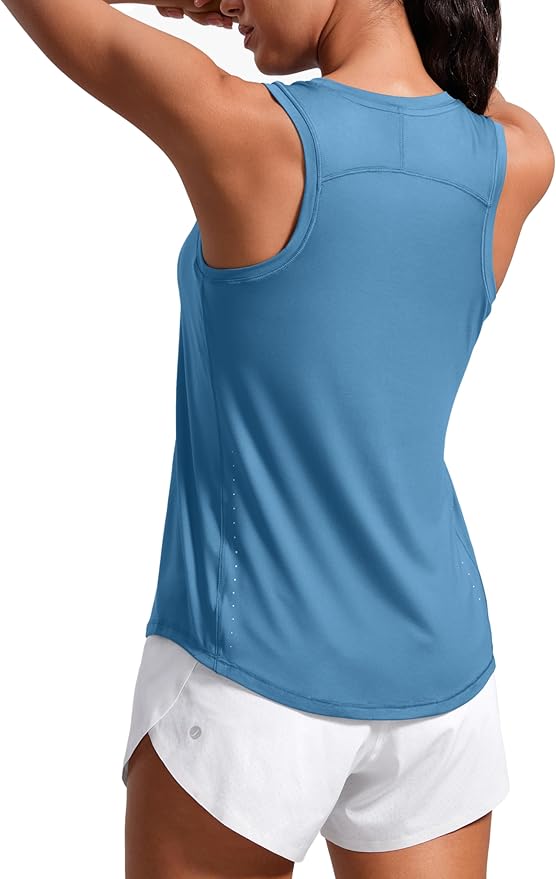 CRZ YOGA Lightweight Workout Tank Tops for Women - Athletic Running Sleeveless Shirts Racerback High Neck T-Shirt