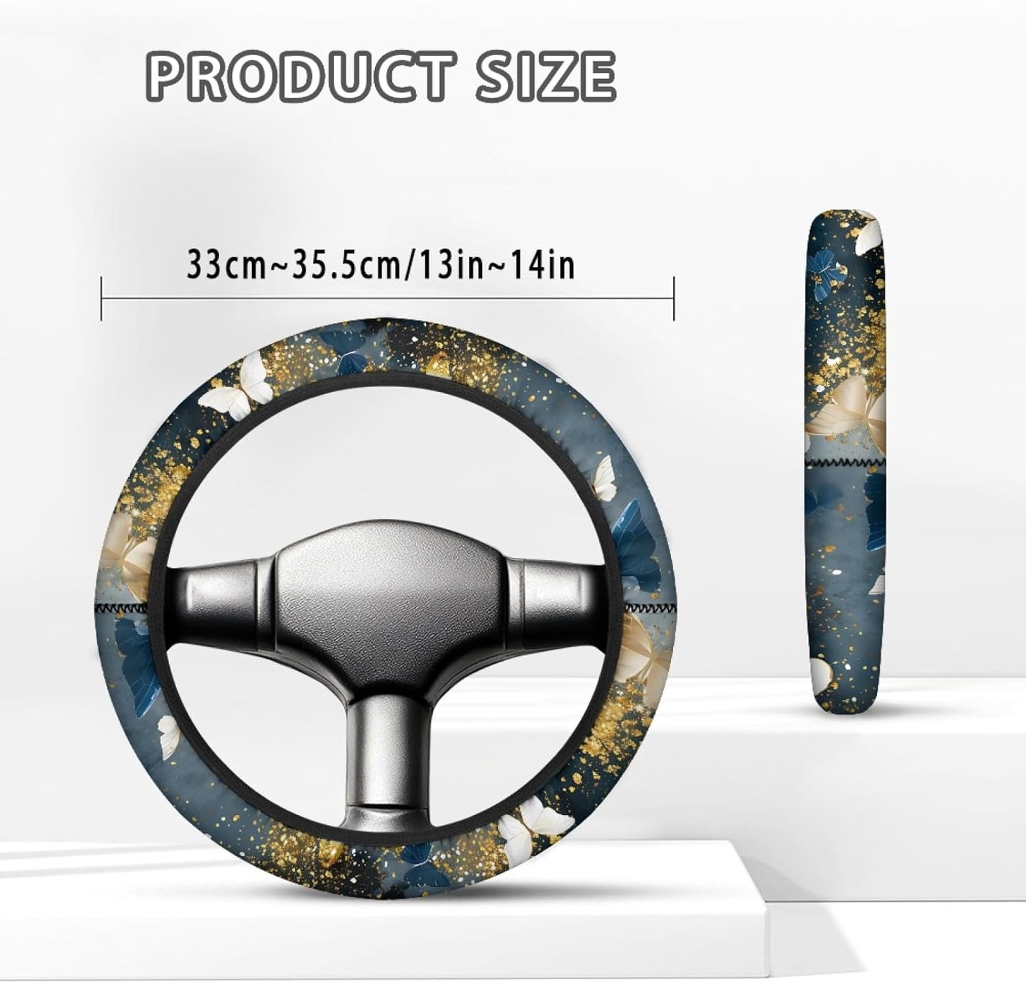 Blue Marble Print Golf Cart Steering Wheel Cover for Women Butterfly Golf Cart Steering Wheel Covers for Club Car Steering Wheel Cover