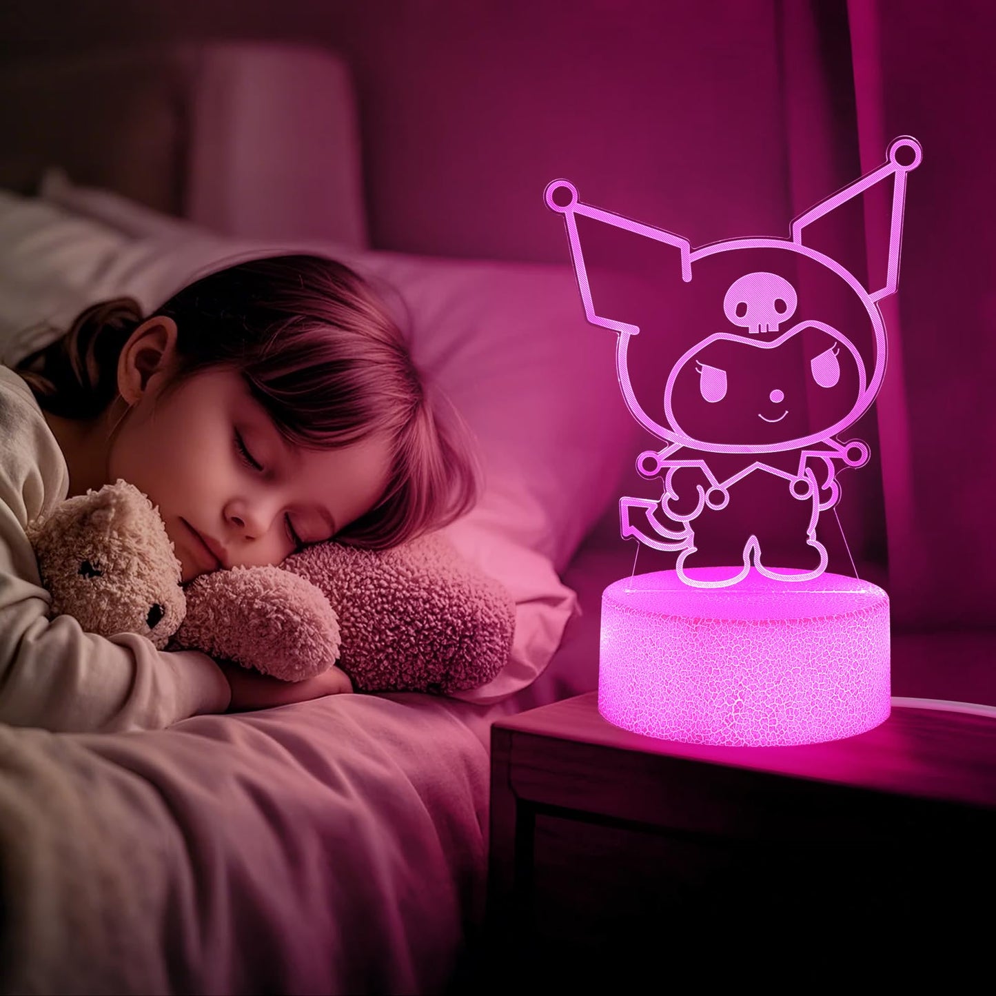Sunduck Pink Kawaii Night Light With Corded Control- Cute Dreamy Girls Room Decor  Perfect Birthday/Christmas Gift For Kids  Unique Holiday Present