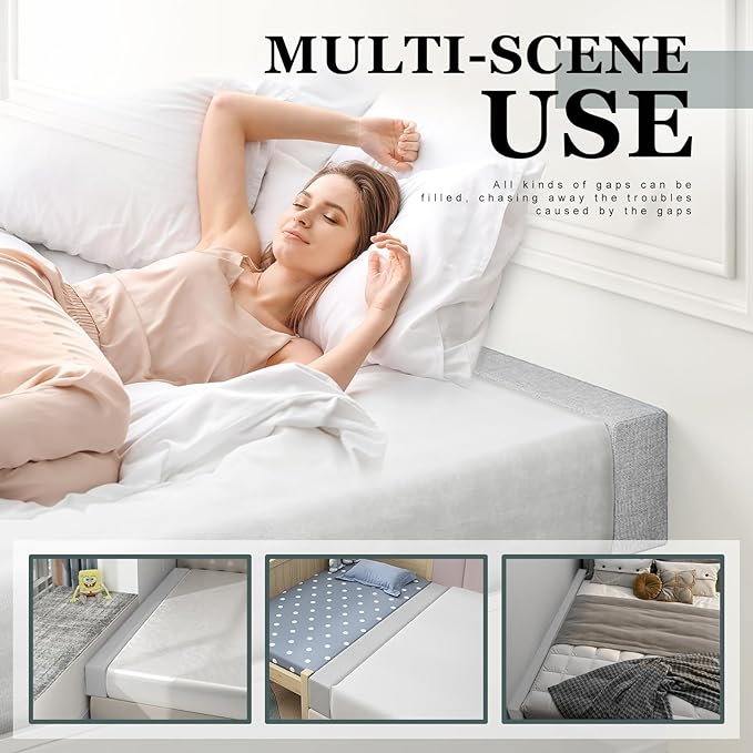 Mattress Extender, Bed Gap/Space Filler, Headboard Pillow Between Headboard and Mattress or Wall, High-Density Foam with Removable Cover(Light Grey-78 * 4 * 10in)