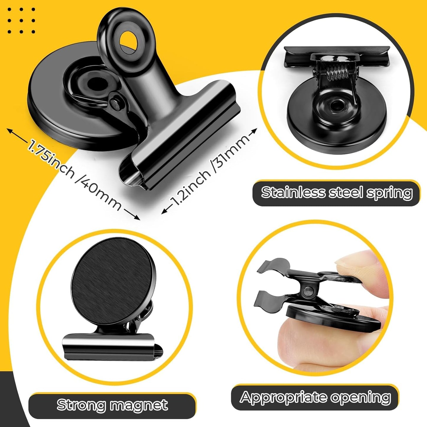140 Pack Strong Magnetic Clips, Black Fridge Magnets Refrigerator Magnet, Magnet Clips for Photo Displays, Whiteboard Magnets for Home, Office, Classroom