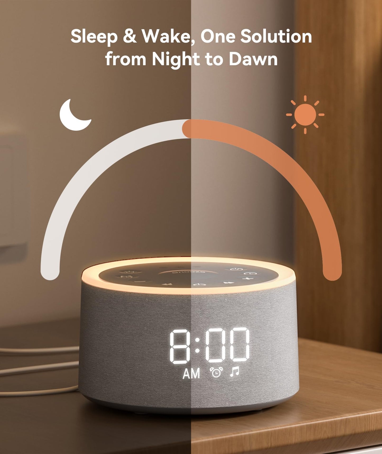 Dreamegg D1+ Sound Machine & Alarm Clock - Sound Machine for Sleep, White Noise Machine with 29 Soothing Sounds, Night Light, 0-100% Dimmable, White Noise Alarm Clock for Bedrooms Adults Baby