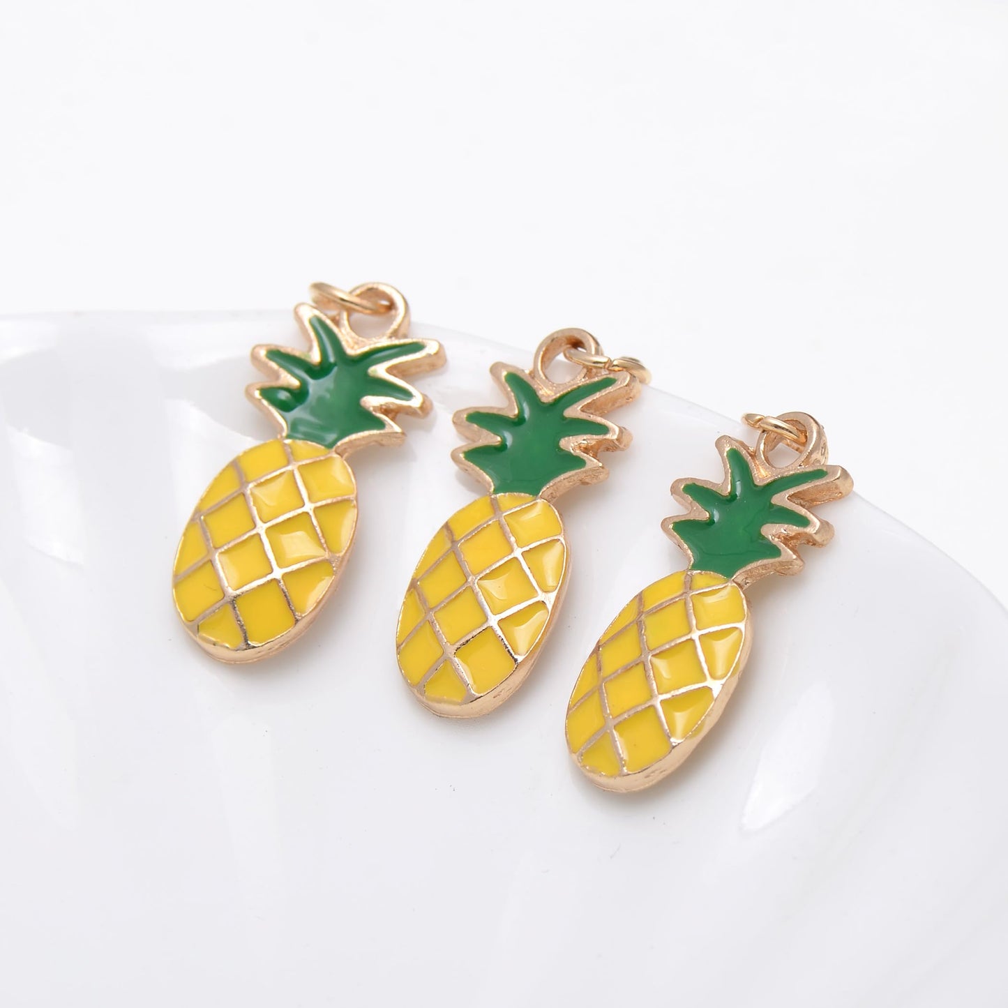 Paialco Cute Enamel Pineapple Fruit Clasp Charms for Keychain Bracelet