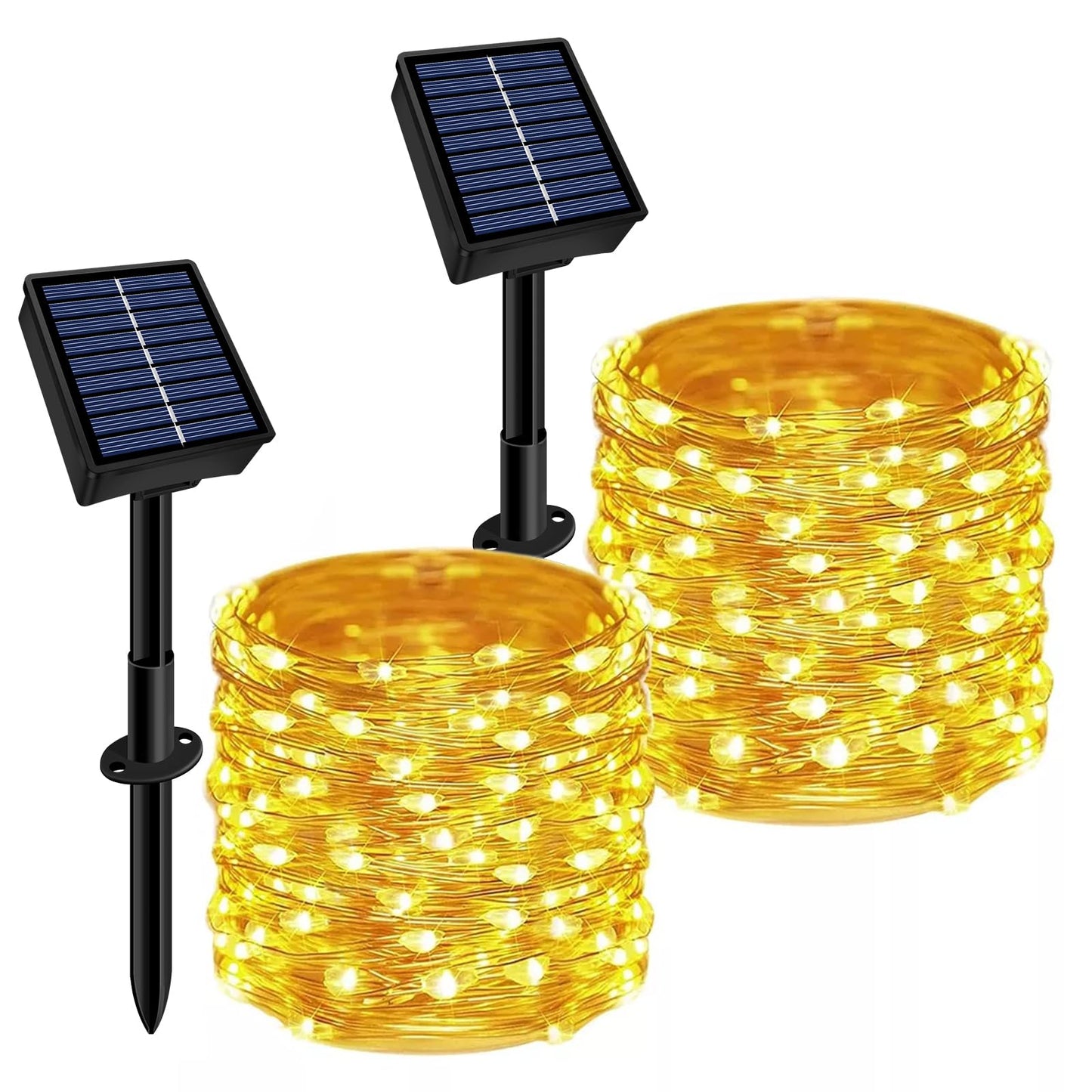 Solar String Lights Outdoor Waterproof 2 Pack Total 66Ft 200Led 8 Modes Twinkle Lights Solar Fairy Lights For Patio  Garden Yard Party Wedding Tree Christmas Halloween Decoration  Warm White