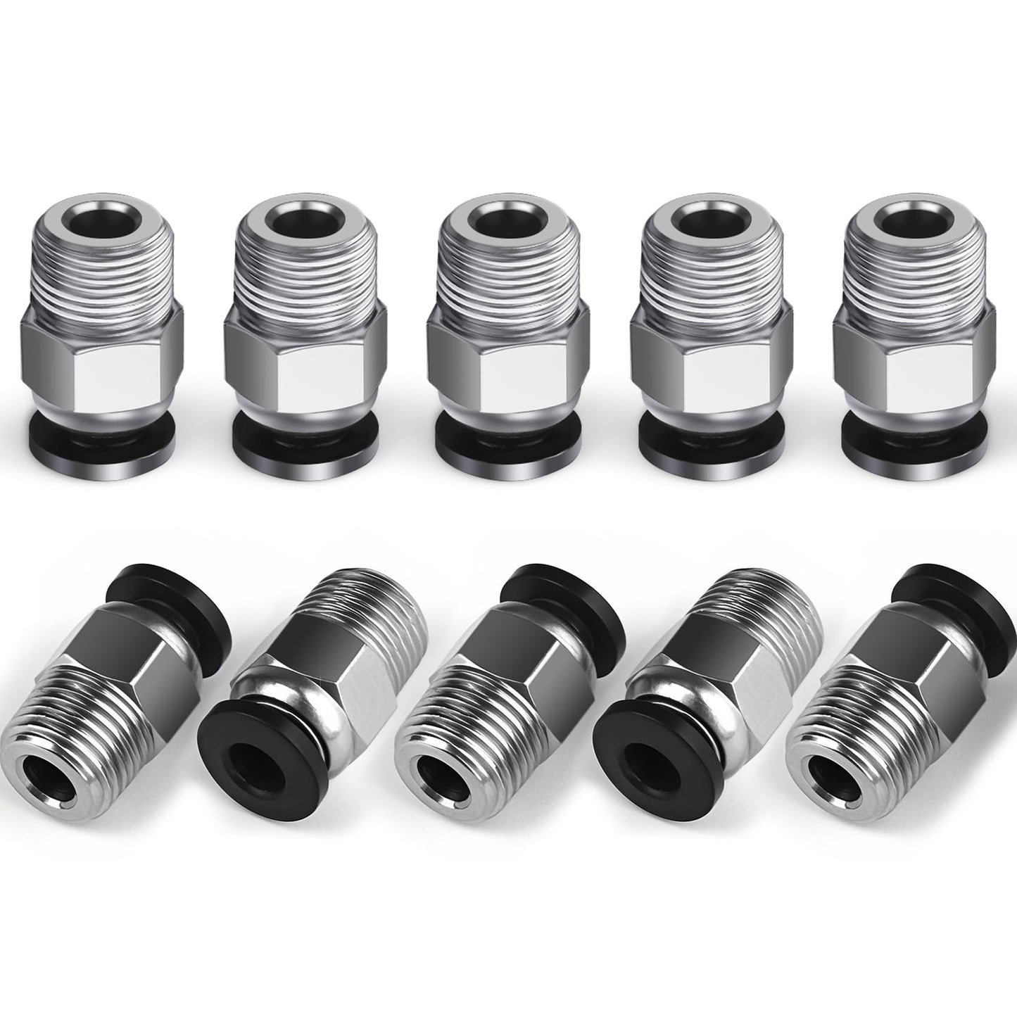 StLiSuYmx 10PCS Premium PC4-M10 Pneumatic Quick Connector Fittings, Bowden Tube Coupler Male Straight PTFE Tube Push for E3D-V6, Bowden Extruder Parts Compatible with Ender-3 and Ender-3 V2 3D Printer