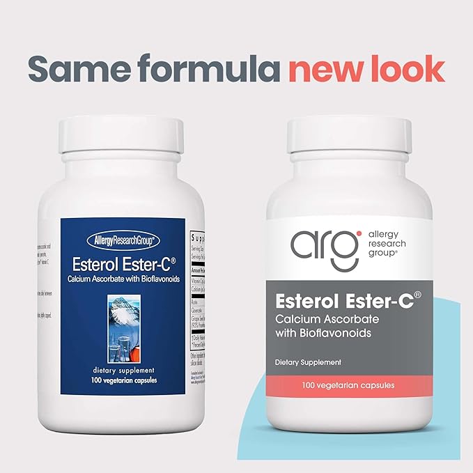 Allergy Research Group Esterol Ester-C - Vitamin C 1350mg Supplement, Immune Support, Calcium Ascorbate with Bioflavonoids, Ascorbic Acid, Rutin, Quercetin, Vegan Capsules - 100 Count