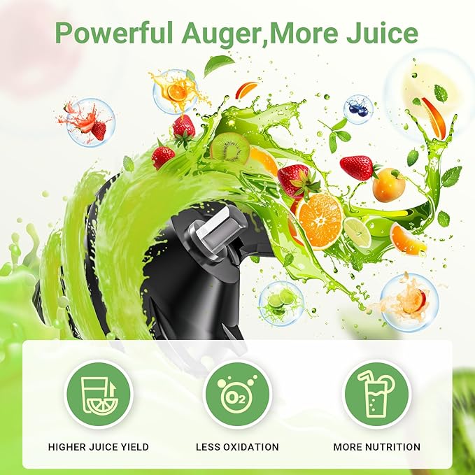 AAOBOSI Cold Press Juicer,4.35" Large Feed Chute Masticating Juicer Machines (Upgrade) High Juice Yield Slow Juice Extractor fit Fruits &Vegetables, Easy to Clean, New Designed for Home and Travel