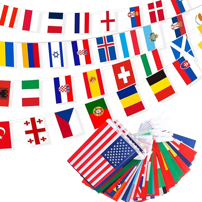International Flags of The World 200 Countries Pennant Bunting World Flag Banner for Themed Parties, Grand Openings, Around the World Decorations