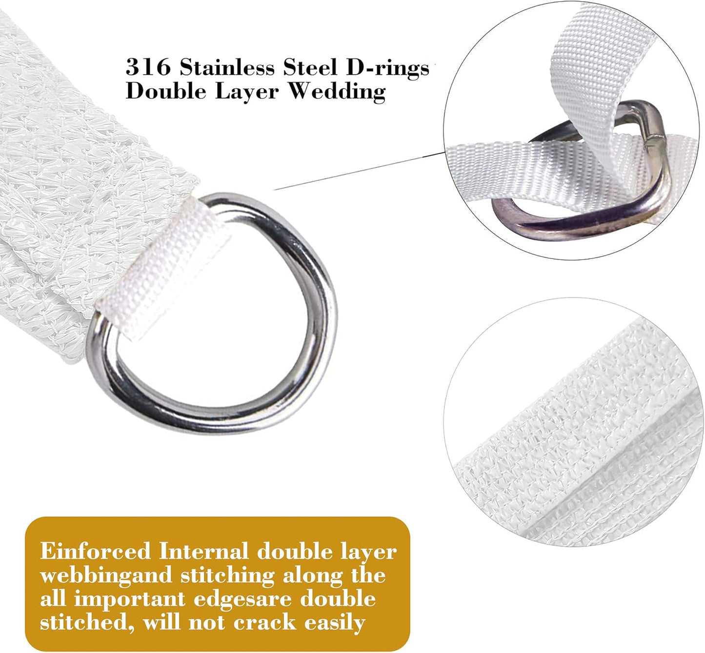 5' x 8' White Rectangle Sun Shade Sail SSP1212 Canopy Durable Fabric UV Block Awning,We Make Custom Orders