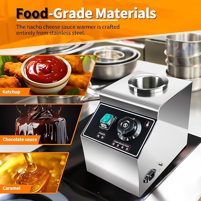 YOOKTEN Electric Nacho Cheese Sauce Warmer,0.68 Qt Cheese Sauce Dispenser Hot Fudge Bottle Warmer Cheese Sauce Warmer Dispenser Hot Chocolate Warmer and Dispenser with Bottles,86-185℉Adjustable 110V