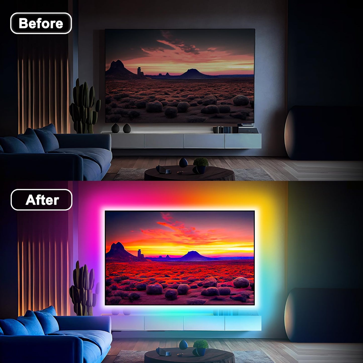 Daymeet Led Tv Backlight - 13.1Ft Rgb Strip Lights For 45-60In Tvs, Music Sync, Bluetooth Control, Dream Colored, Model Xr-Ca-Hcx4M