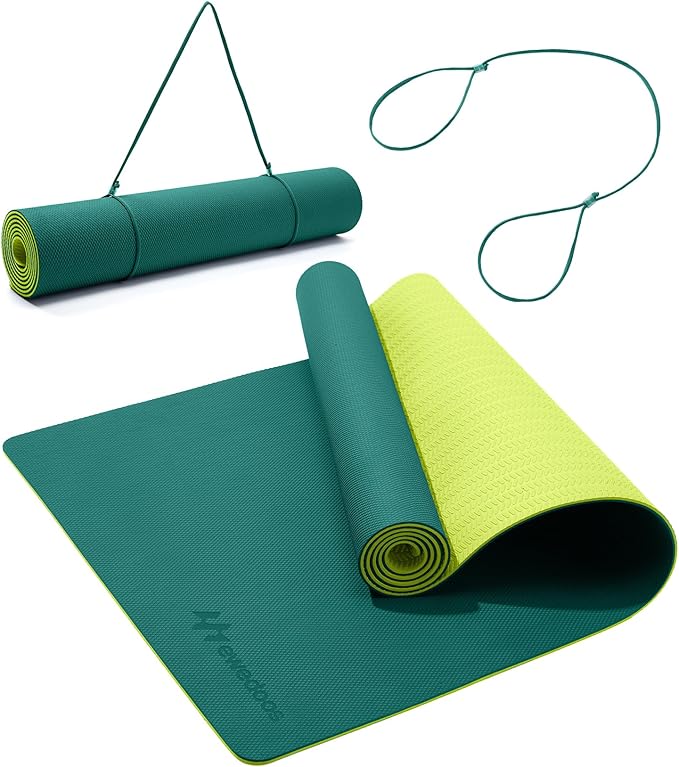 Ewedoos Eco Friendly Yoga Mat Thick TPE Yoga Mat Non Slip Yoga Mats Anti-tear Exercise Workout Mat for Women Men Kids Yog...