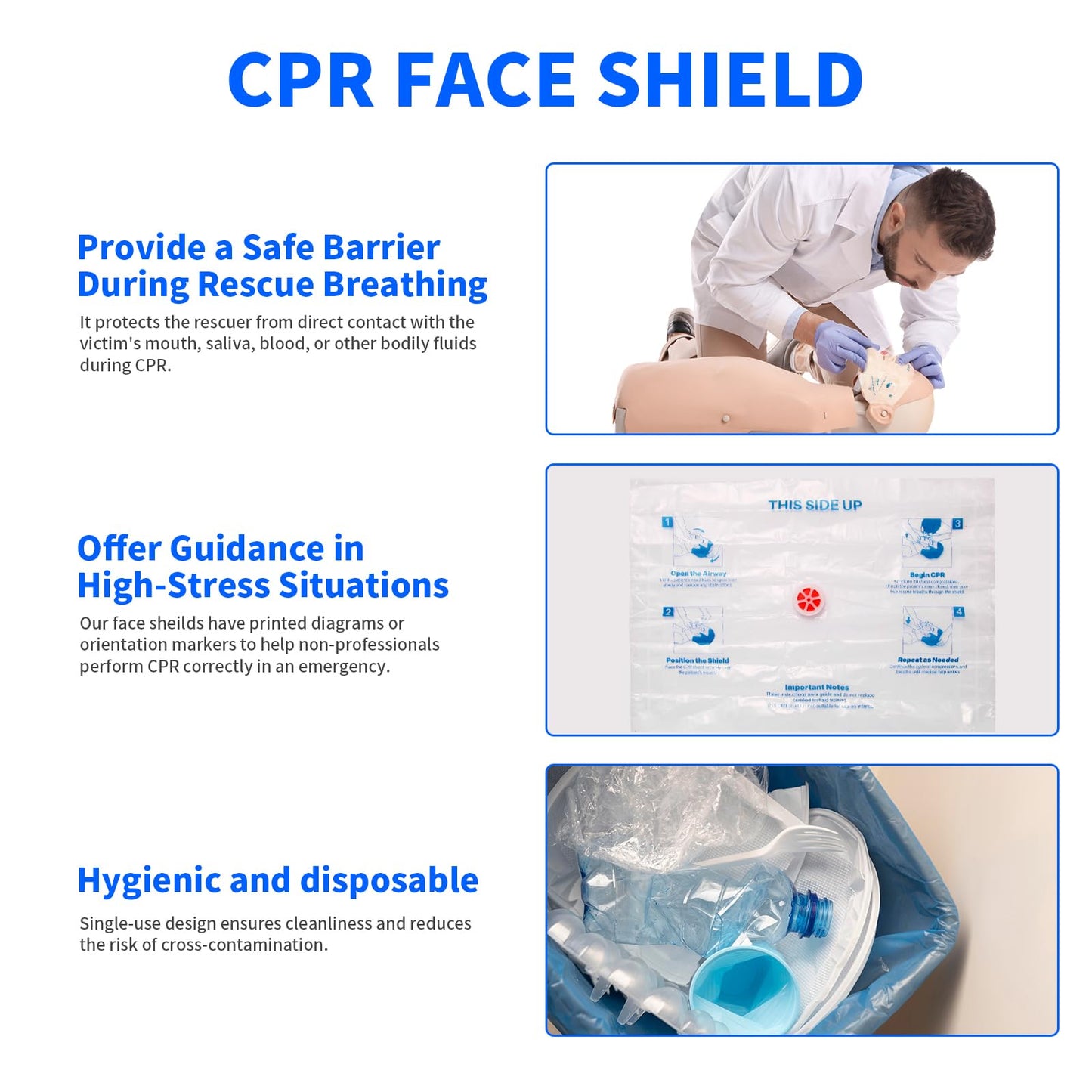 CPR Face Shield with Keyring (6 Pack), CPR Pocket Mask for Emergency Kit, First-Aid and Training with One-Way Valve by Frontline (Black)