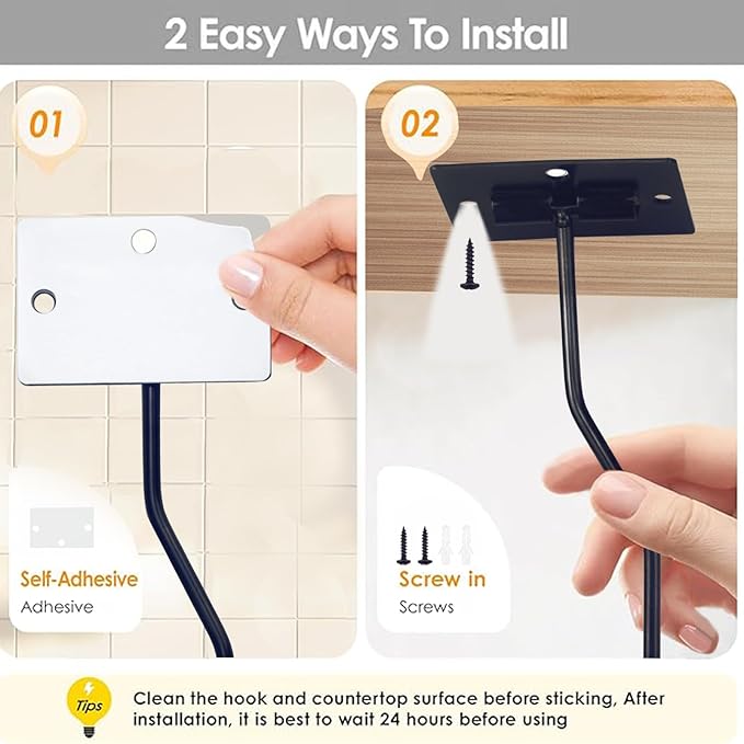 Self-Adhesive Banana Hooks, Foldable Magnetic Hanger Under Cabinet, Sturdy Metal Banana Holder for Kitchen, Space-Saving Design to Keep Bananas Fresh 2 Pieces Black
