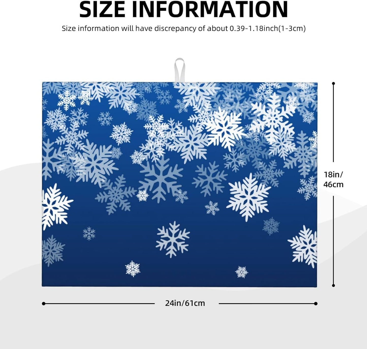 Dish Drying Mat Snowflake Blue Winter Christmas for Kitchen Counter Absorbent 18x24 Inch Microfiber Dishes Plate Glass Dry Draining Pad Reversible Washable