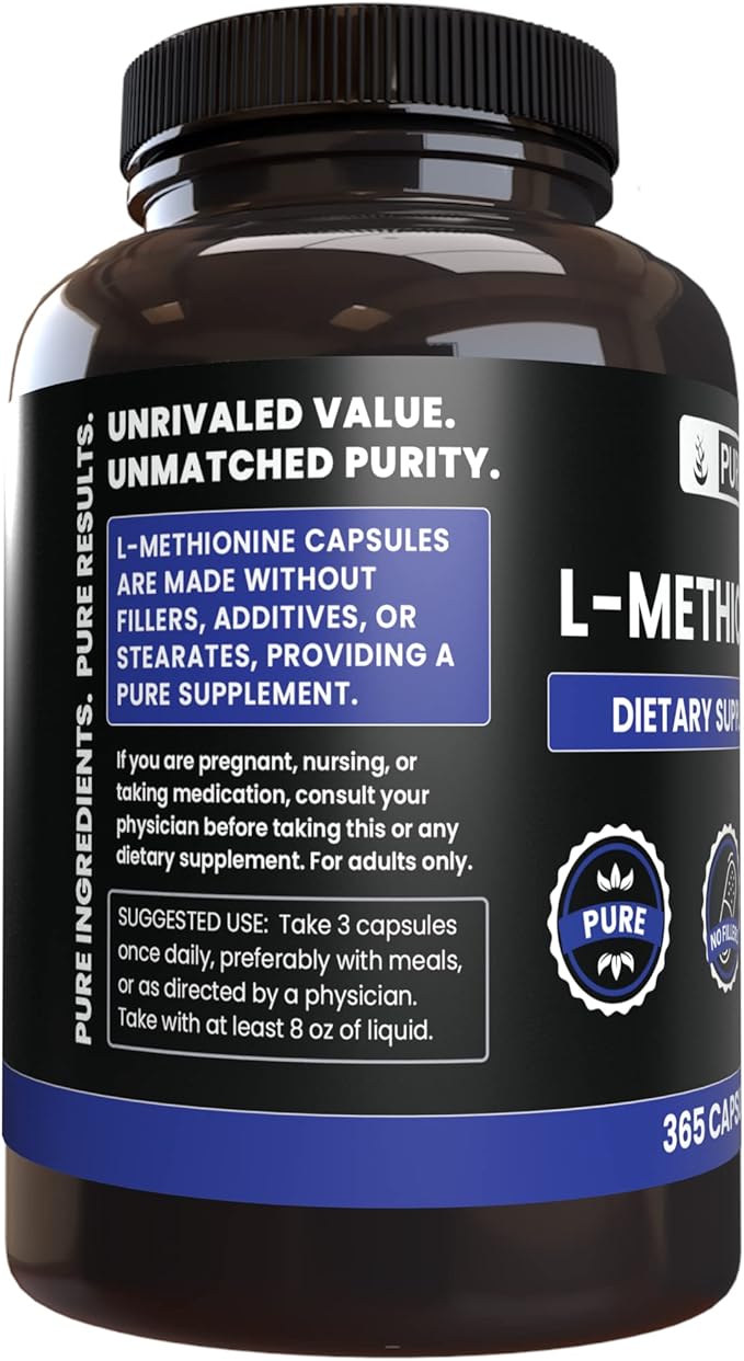 PURE ORIGINAL INGREDIENTS L-Methionine (365 Capsules) No Magnesium Or Rice Fillers, Always Pure, Lab Verified