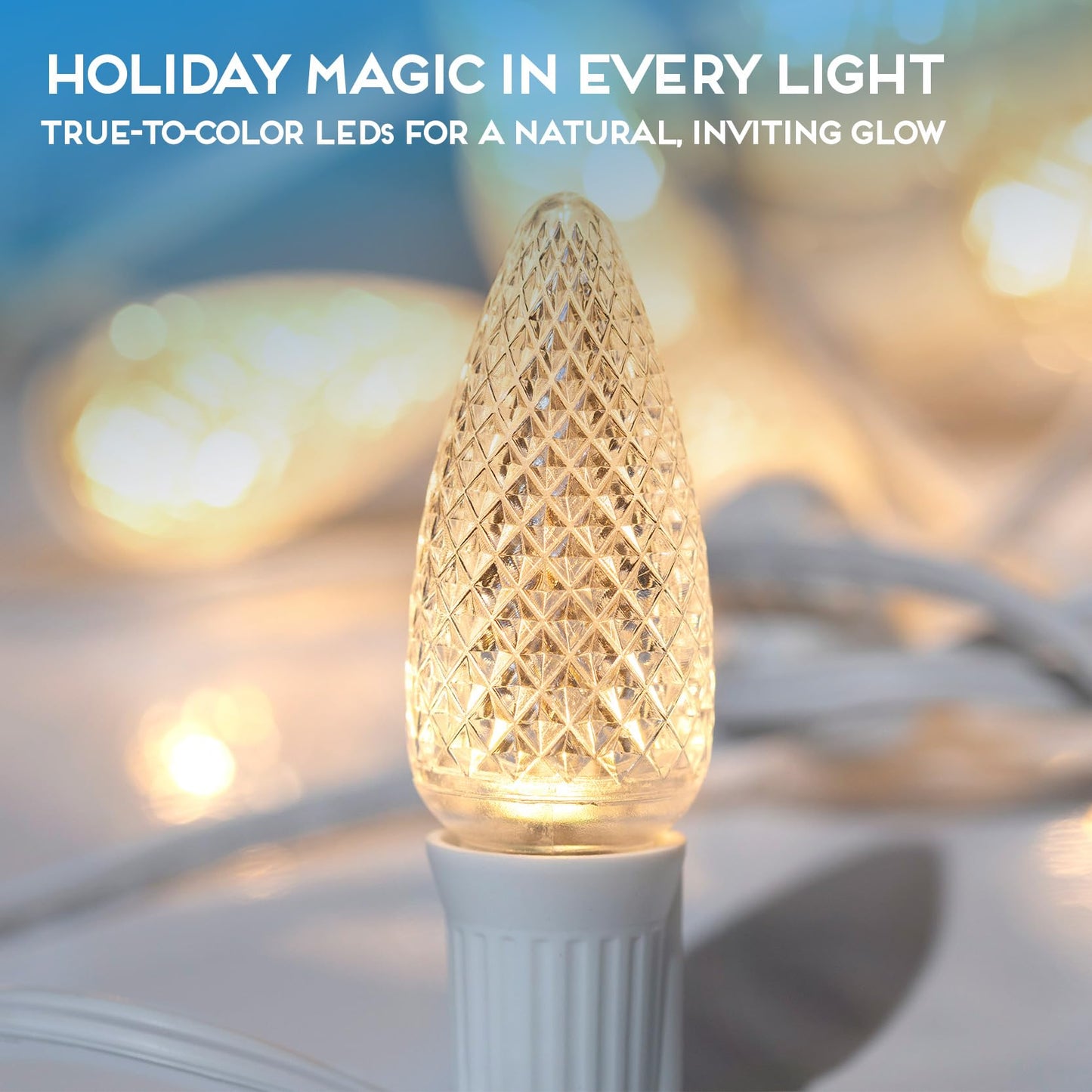 Hlo Lighting C9 Christmas Lights Set Of 25 | Sun Warm White Led Bulbs For Indoor & Outdoor Use | Durable Acrylic Replacement Bulbs
