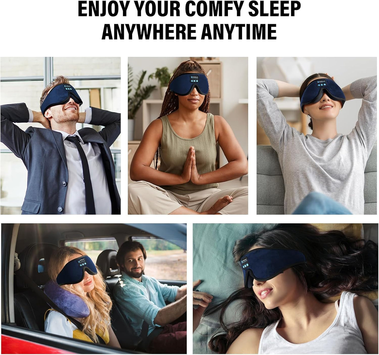 Sleep Mask with Bluetooth Headphones, 3D Sleep Mask Wireless Music Eye Mask for Sleeping Side/Back Sleepers Sleep Headphones Gift (Azure)